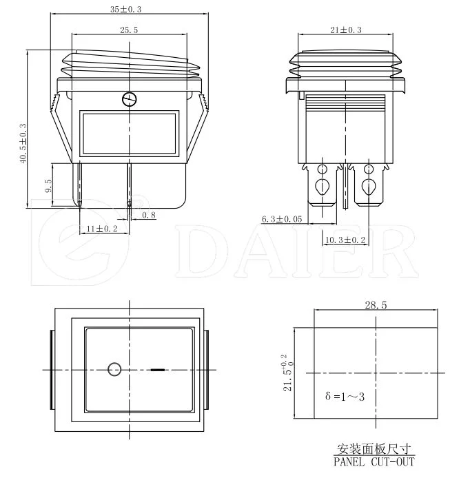 20A on off Illuminated Kcd2 4 Pin Waterproof Rocker Switch