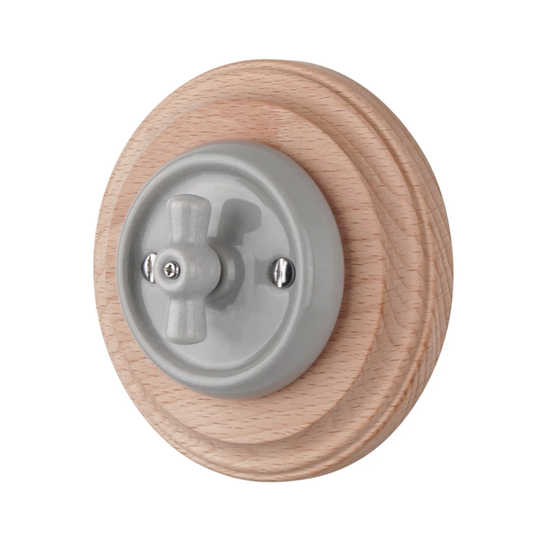 250V 10A Porcelain Material Wall Switch Round Rotary Electrical Switch for Controlling Bell